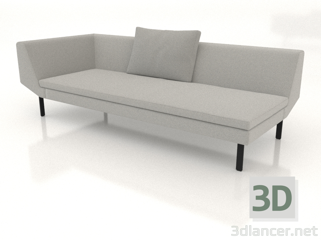 Modelo 3d Módulo de sofá final 219 com apoio de braço à esquerda (pernas metálicas) - preview