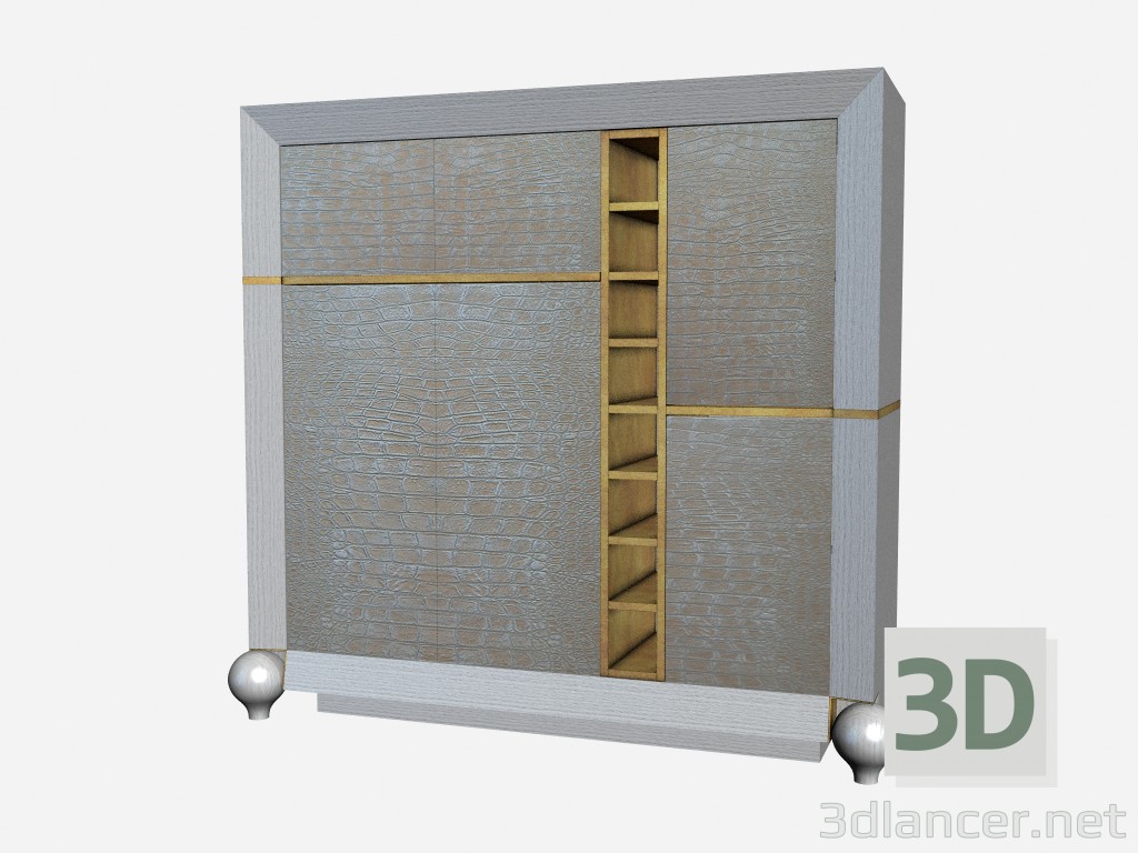 3d model Cajonera blanca redondeada patas Art Decó Trovatore Z01 - vista previa