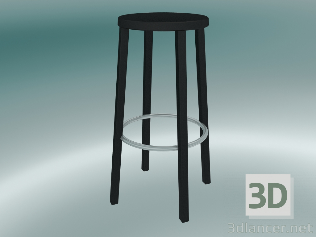 3d model Stool BLOCCO stool (8500-00 (76 cm), ash black stained lacquered, sanded aluminum) - preview