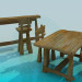 3d model Table, chairs and bar counter - preview