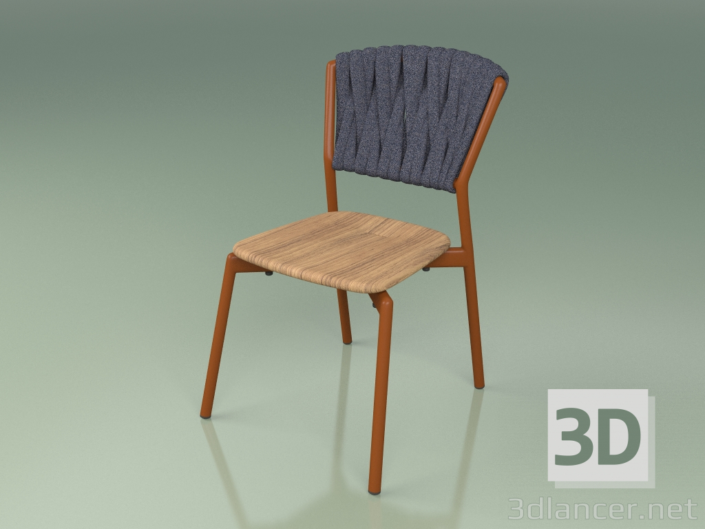3D Modell Stuhl 220 (Metall Rost, Teak, Gepolsterter Gürtel Grau-Blau) - Vorschau