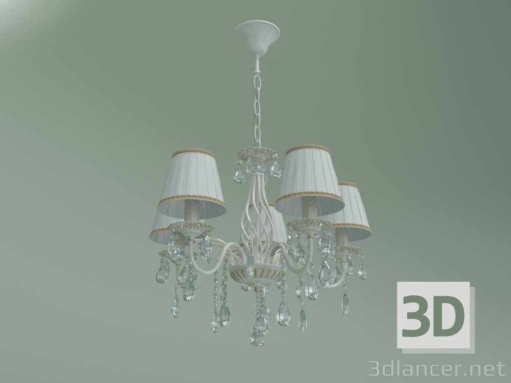 3d model Suspension chandelier 10054-5 (white with gold - clear crystal Strotskis) - preview