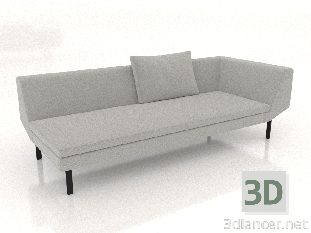 Modelo 3d Módulo de sofá final 219 com apoio de braço à direita (pernas metálicas) - preview