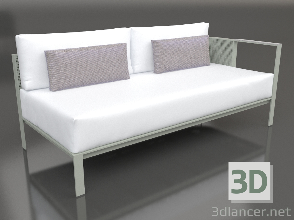 modèle 3D Module canapé, section 1 droite (Gris ciment) - preview