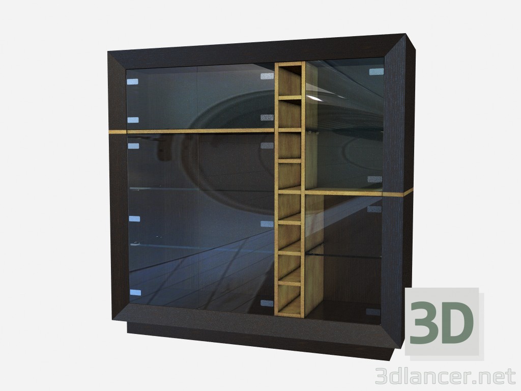 3d model Vitrina de madera estilo Art Deco Trovatore Z02 - vista previa