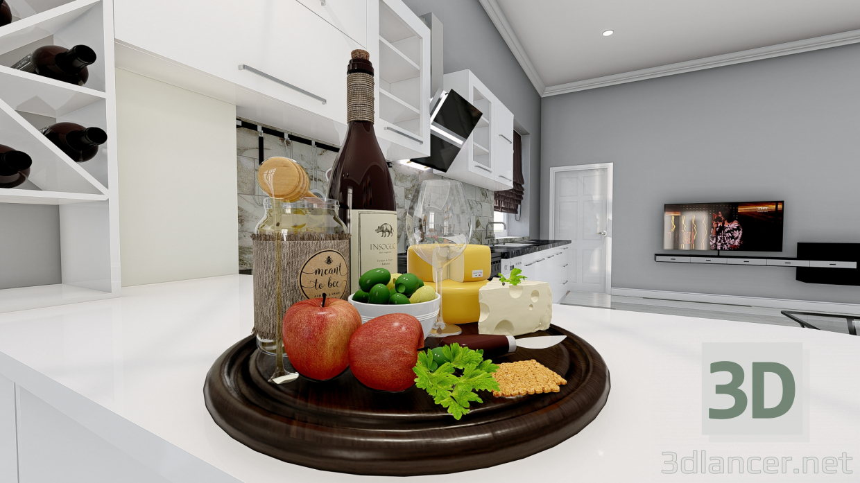 modèle 3D de Plateau, nourriture, boissons acheter - rendu