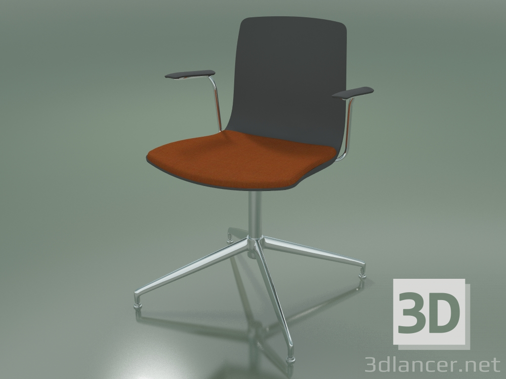 3d model Chair 5906 (4 legs, with a cushion on the seat, swivel, polypropylene, with armrests) - preview