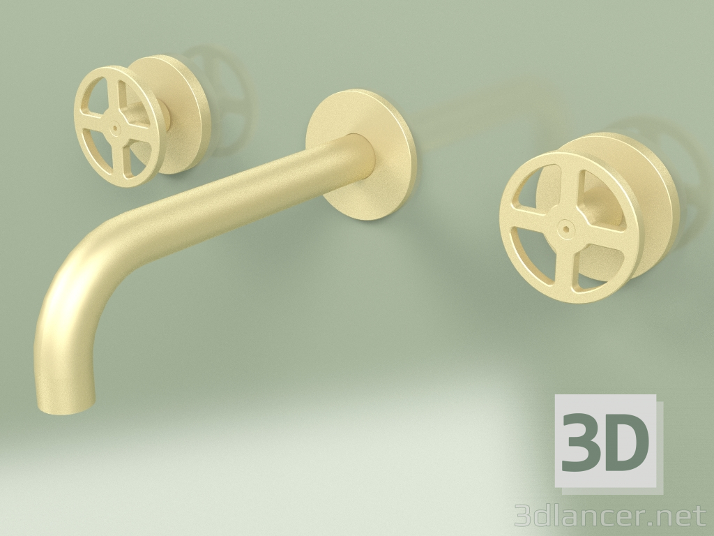 modello 3D Set da parete di 2 miscelatori separati con bocca di erogazione (20 10 V, OC) - anteprima