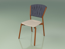 Chair 220 (Métal Rouille, Polyuréthane Résine Taupe, Ceinture Rembourrée Gris-Bleu)