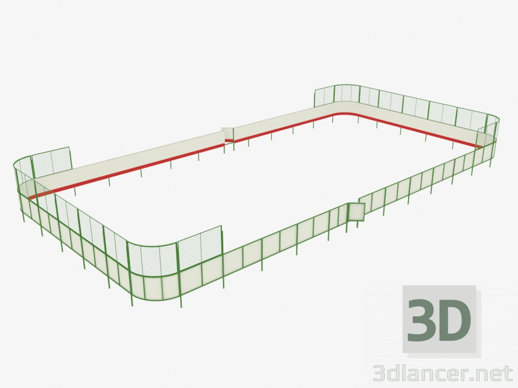 modèle 3D Terrain de hockey (30x15) - preview