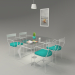 3d model Painted iron and glass dining table by hudviak - preview