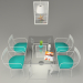 3D modeli Hudviak tarafından boyanmış demir ve cam yemek masası - önizleme