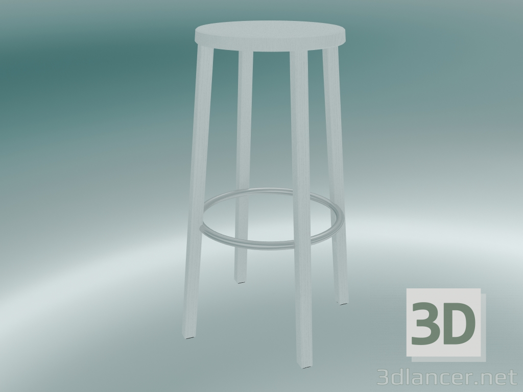 modello 3D Sgabello BLOCCO sgabello (8500-00 (76 cm), bianco frassino, alluminio sabbiato) - anteprima
