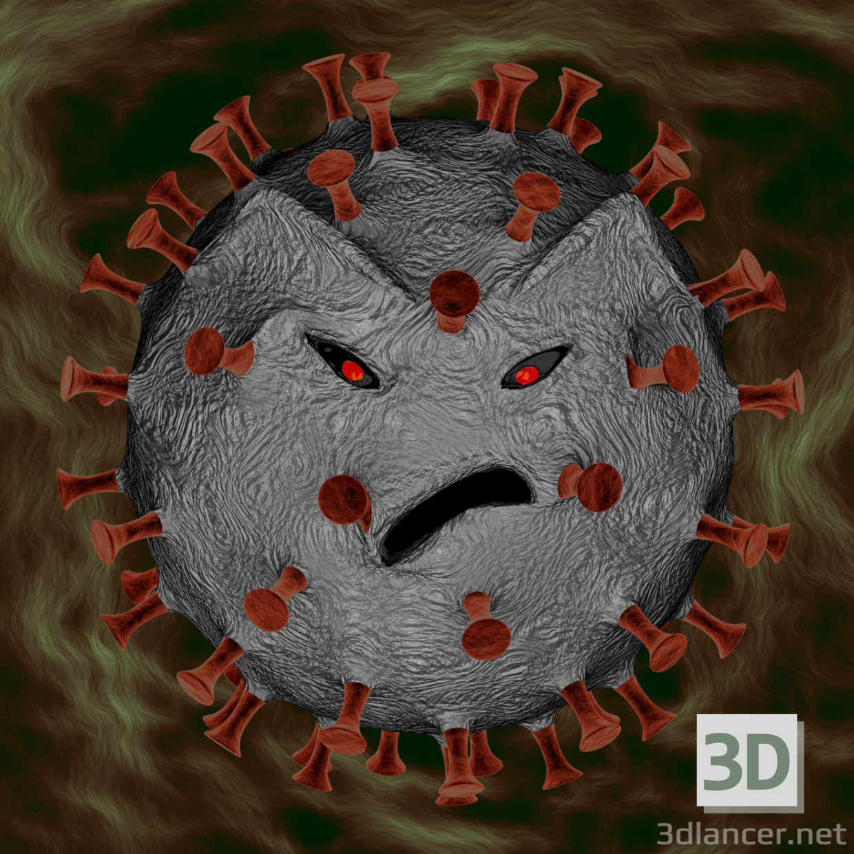 3 डी क्रोधित कोरोनोवायरस मॉडल खरीद - रेंडर