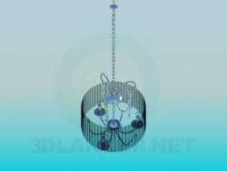Chandelier with corrugated Lampshade