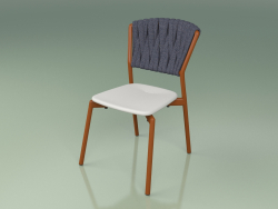Chair 220 (Métal Rouille, Résine Polyuréthane Gris, Ceinture Rembourrée Gris-Bleu)