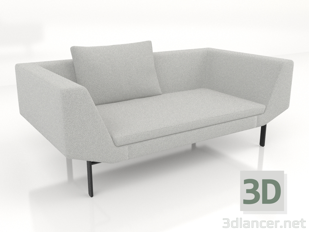 modèle 3D Canapé 2 places (pieds en métal) - preview