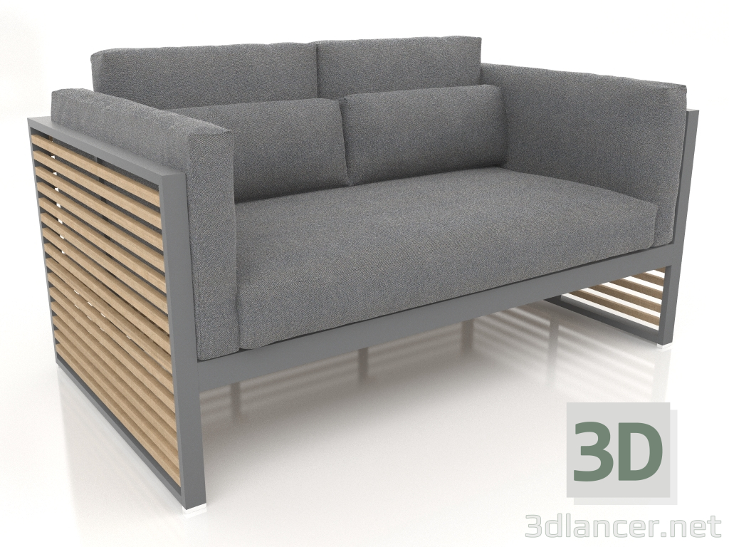 3D modeli 2'li yüksek sırtlı kanepe (Antrasit) - önizleme