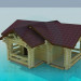 3d model House with log - preview