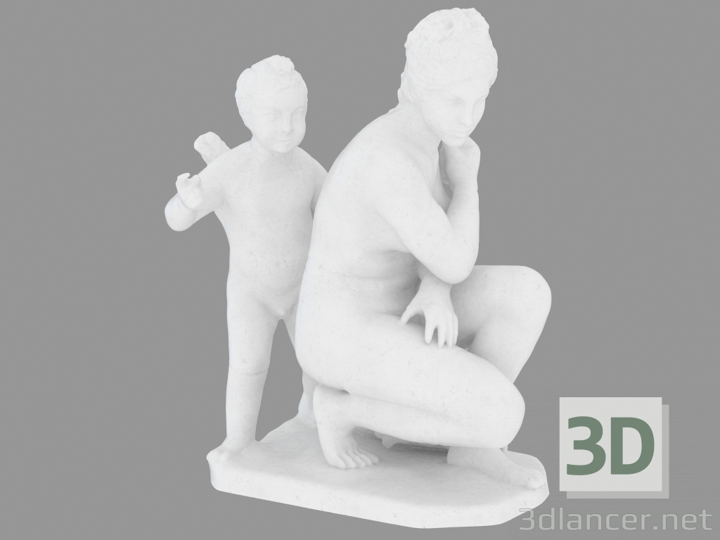 Modelo 3d escultura em mármore de banha Afrodite e Eros - preview