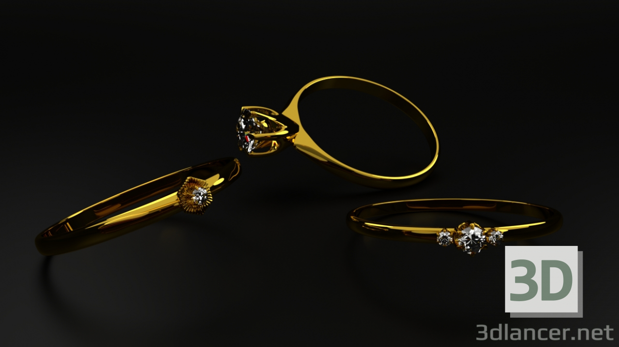 tres anillos 3D modelo Compro - render