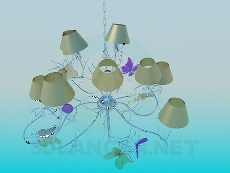 3d model Chandelier with butterflies - preview
