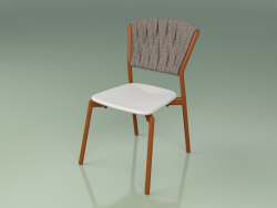 Cadeira 220 (ferrugem metálica, resina de poliuretano cinza, cinto acolchoado cinza-areia)