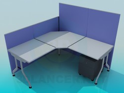 Corner office desk with panels