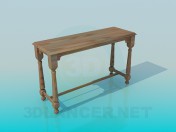 The narrow wooden table