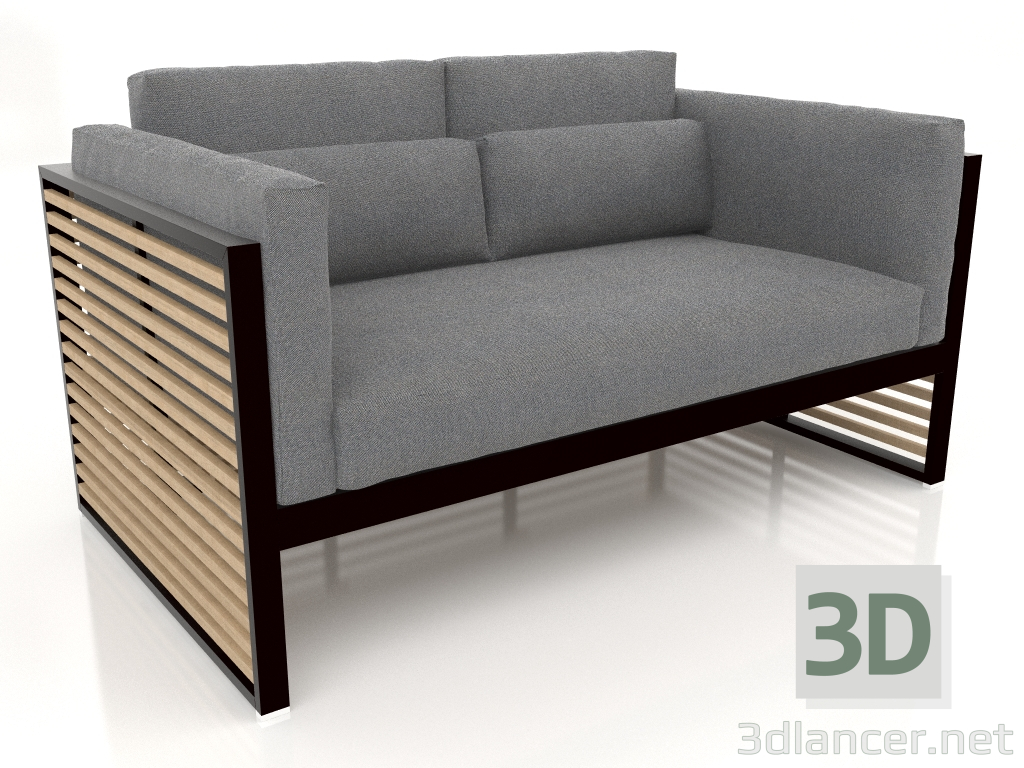 3d model 2-seater sofa with a high back (Black) - preview