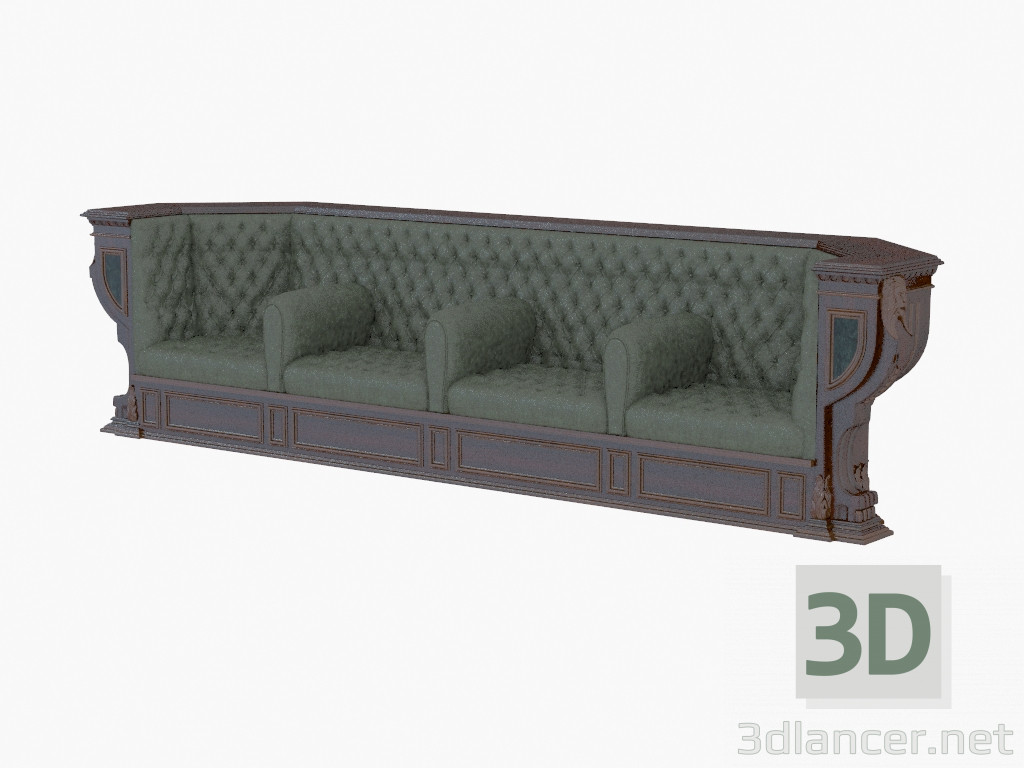 modèle 3D Canapé classique en cuir pour quatre personnes - preview
