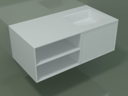 Washbasin with drawer and compartment (06UC524D2, Glacier White C01, L 96, P 50, H 36 cm)