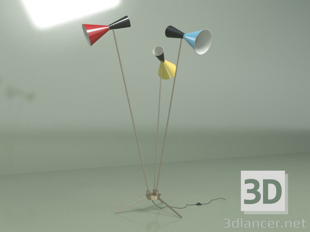 3d model Floor lamp Stilnovo Style 3 lamps (multi-colored) - preview
