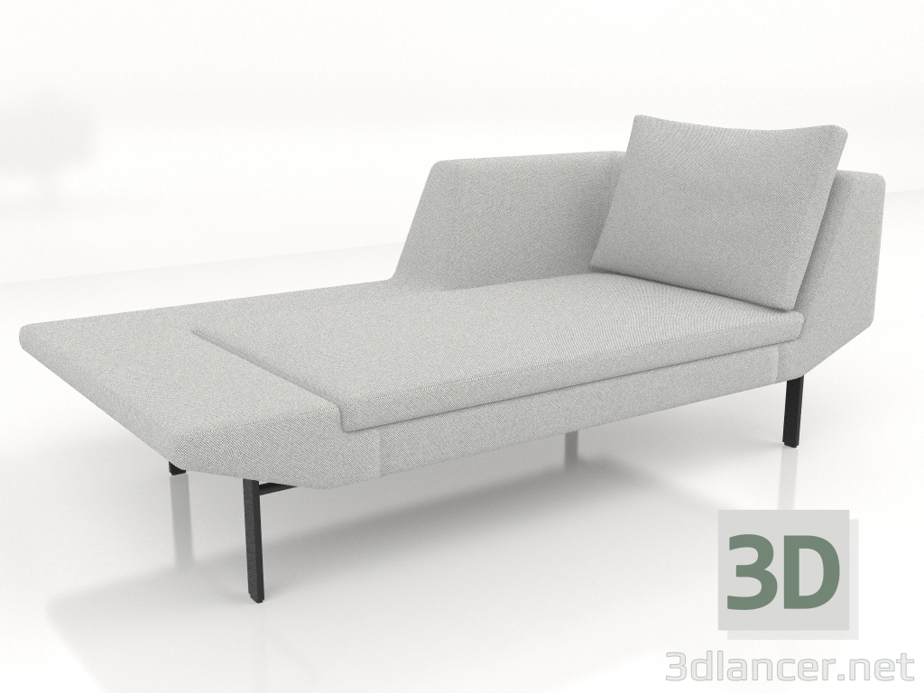 3d model Chaise longue 177 with an armrest on the right (metal legs) - preview