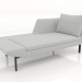 3d model Chaise longue 177 with an armrest on the right (metal legs) - preview