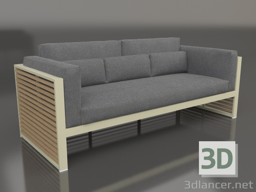 3D modeli 3'lü yüksek sırtlı kanepe (Altın) - önizleme