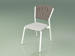 Cadeira 220 (Metal Milk, Resina de Poliuretano Cinza, Cinto Acolchoado Cinza-Areia)