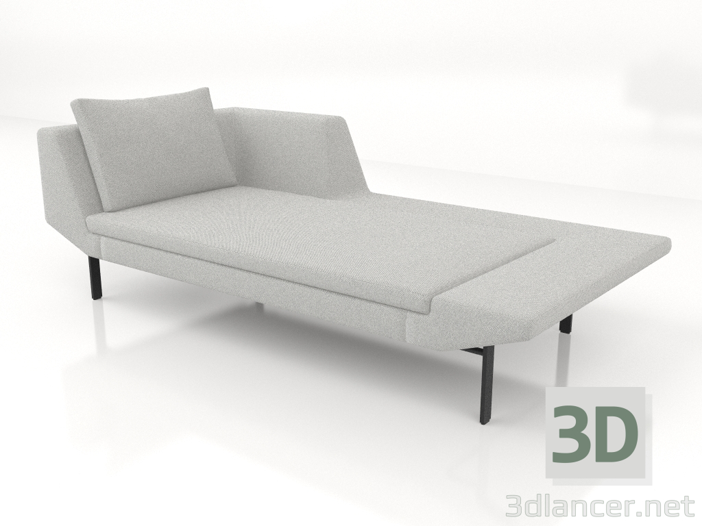 3d model Chaise longue 207 with an armrest on the left (metal legs) - preview