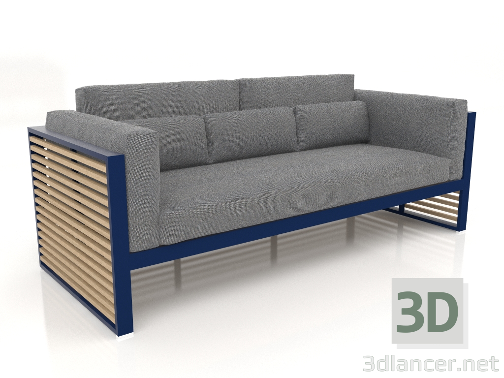 3D Modell 3-Sitzer-Sofa mit hoher Rückenlehne (Nachtblau) - Vorschau