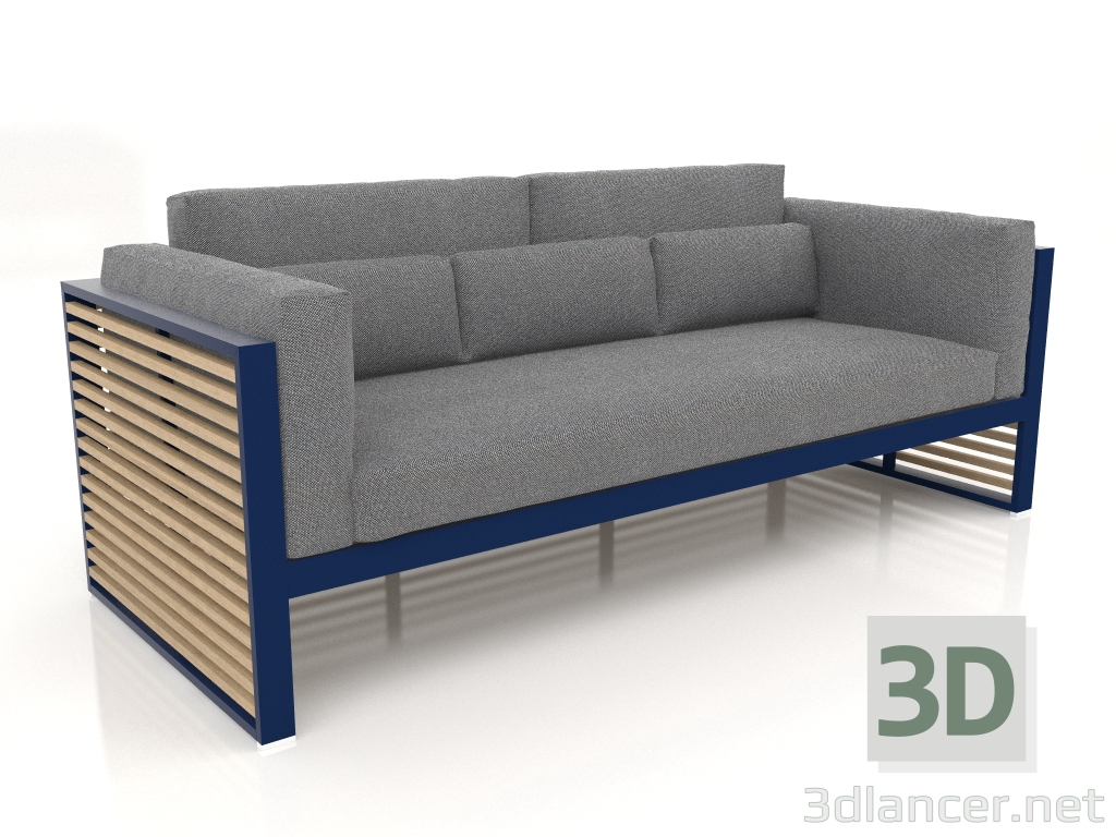 3d model Sofá de 3 plazas con respaldo alto (Azul noche) - vista previa