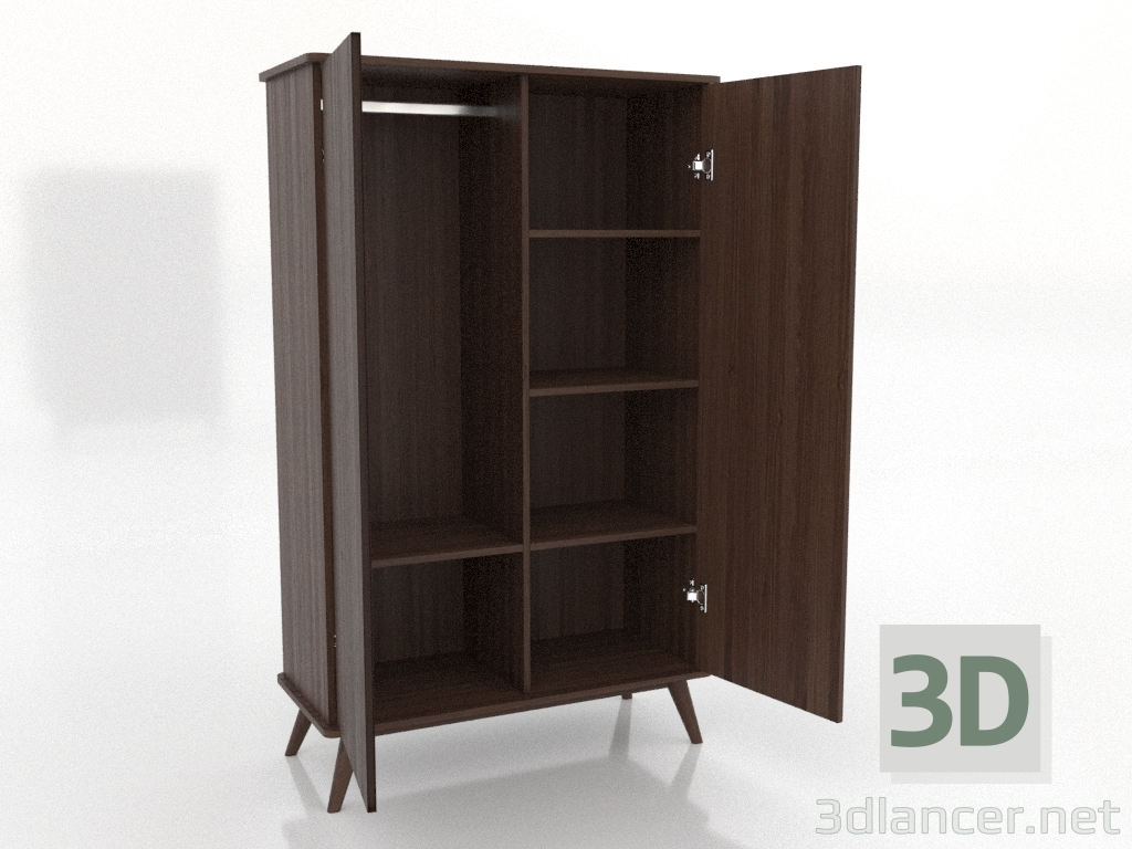 modèle 3D Armoire 4 1000x450x1650 mm (ouverte, noyer foncé) - preview modèle 3D Armoire 4 1000x450x1650 mm (ouverte, noyer foncé) - preview