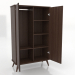 modèle 3D Armoire 4 1000x450x1650 mm (ouverte, noyer foncé) - preview