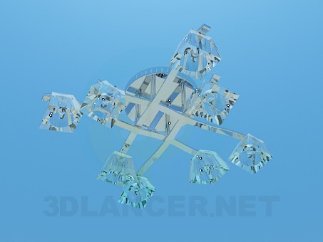 3D Modell Kronleuchter mit Glas Deckengemälde - Vorschau
