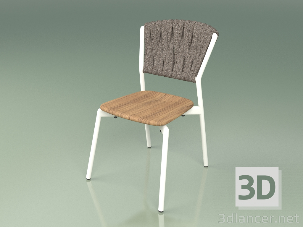 modello 3D Sedia 220 (Metallo Latte, Teak, Cintura Imbottita Grigio-Sabbia) - anteprima