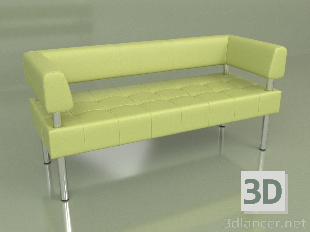 modello 3D Divano a tre posti Business (Verde pelle verde) - anteprima