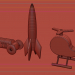3d Toys (car, rocket, helicopter) model buy - render