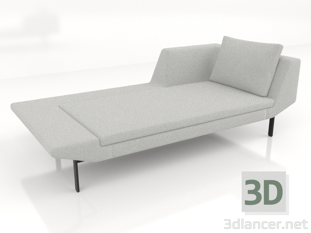 3d model Chaise longue 207 with armrest on the right (metal legs) - preview