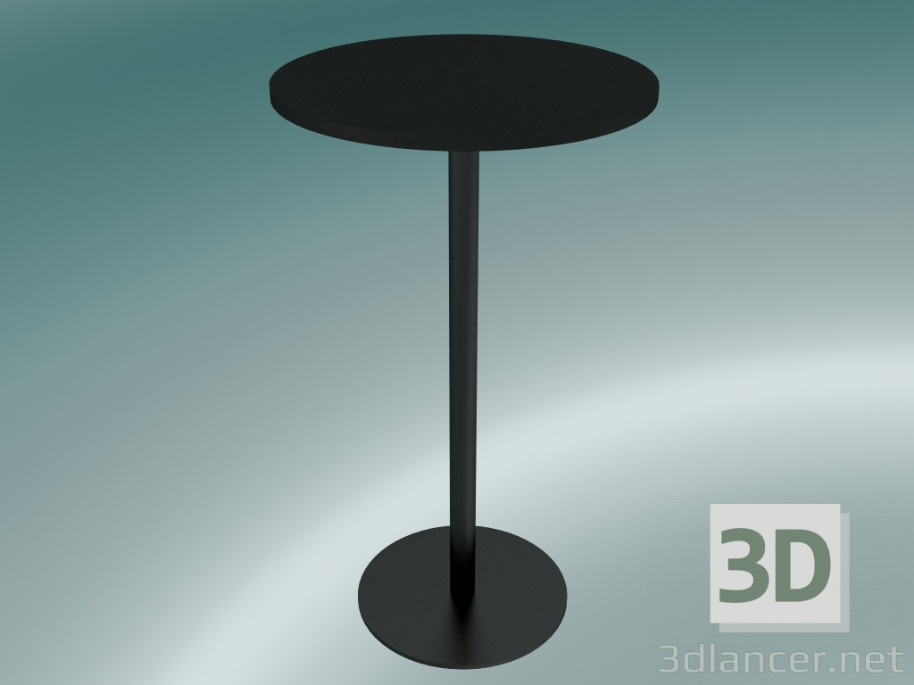 modello 3D Tavolo da pranzo Nærvær (NA12, H 102cm, Ø 60cm, Fenix laminato nero) - anteprima
