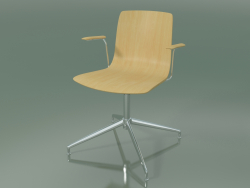 Chair 5909 (4 legs, swivel, with armrests, natural birch)