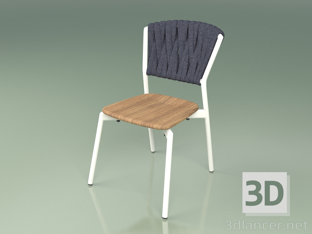 modello 3D Sedia 220 (Metallo Latte, Teak, Cintura Imbottita Grigio-Blu) - anteprima
